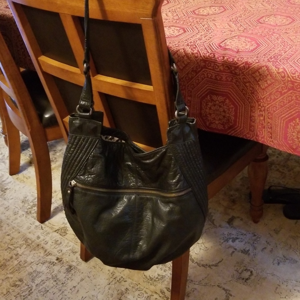 Andrew Marc genuine leather hobo bag, black